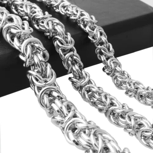 Modisches byzantinisches Kettenarmband oder -halskette aus Edelstahl, 6/8/10 mm breit, 6 mm, 18 Zoll oder 45 cm lang 1
