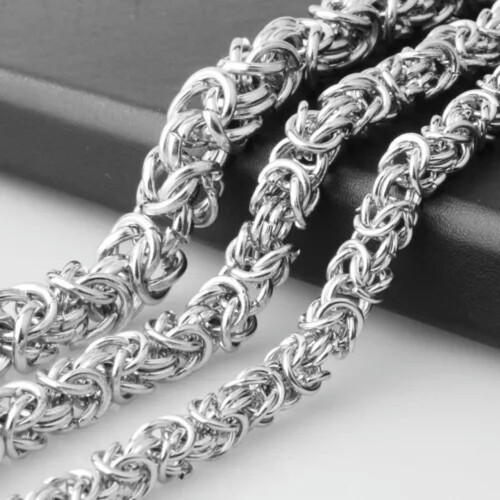 Modisches byzantinisches Kettenarmband oder -halskette aus Edelstahl, 6/8/10 mm breit, 6 mm, 18 Zoll oder 45 cm lang 2