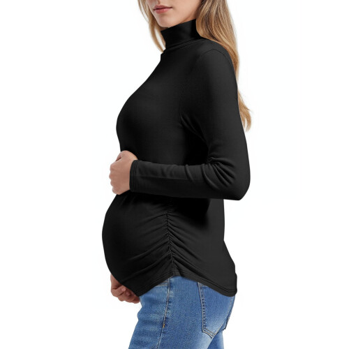 Umstandsoberteil aus Samtfleece für Damen, einfarbig, langärmelig 2