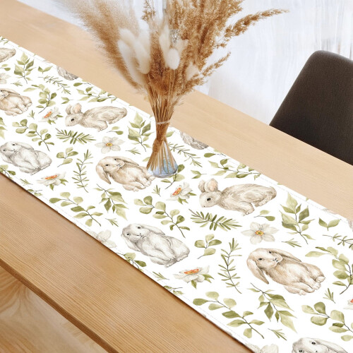 Décoration de table de Pâques en lin imprimé, drapeau de table 2