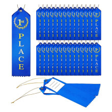 1St Place Award Ribbon Metallic Gold Foil Print with Activity Card and String for Competitions, Sporting Events, 45Pcs