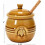 Tarro de miel de gres repujado de Creative Co-Op Farmhouse con cucharón de madera, blanco 3