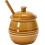 Tarro de miel de gres repujado de Creative Co-Op Farmhouse con cucharón de madera, blanco 5