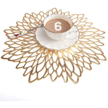 Waschbare Tischsets, Platzsets mit Hibiskusmuster in Hohlbronze, elegante und praktische Tischlösungen für jeden Anlass