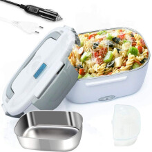 Lancheira elétrica compatível com aquecedor de alimentos 2 em 1 com recipiente removível de aço inoxidável de 1,5L.