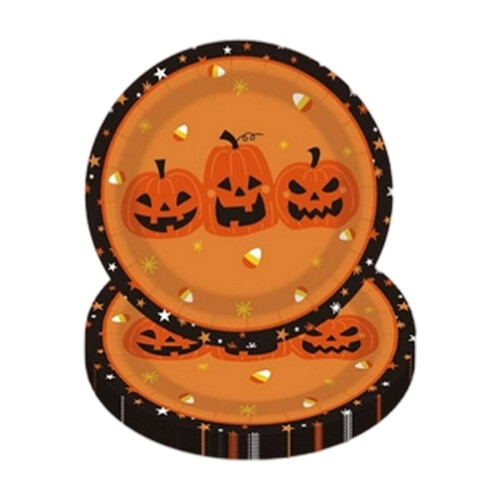 Halloweenpumpa Papperstallrikar 7 i 10-pack 1