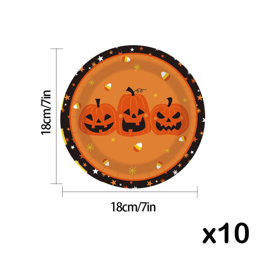 Halloweenpumpa Papperstallrikar 7 i 10-pack 2