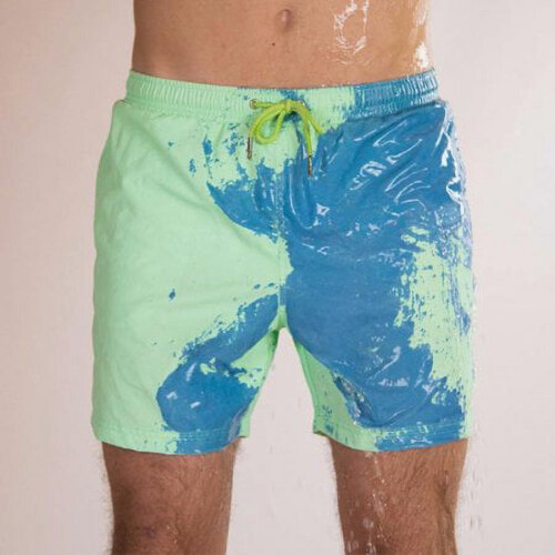 Men Temperature Sensitive Color Changing Drawstring Swimming Trunks Beach Shorts 2