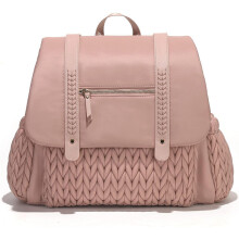 Quilted Large Capacity Waterproof Diaper and Maternity Shoulder Bag with Changing Pad Pink