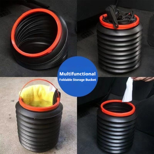 (with lid) Foldable Car Trash Can, Waterproof Garbage Bag