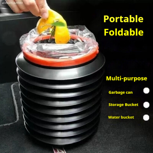 (without lid) Foldable Car Trash Can, Waterproof Storage Bag