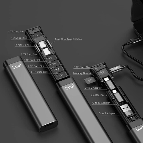 9-in-1 Multifunctional Data Cable with USB-C Card Reader, Micro SD Adapter, High-Speed, Compatible with Phones, Cameras & Computers 2