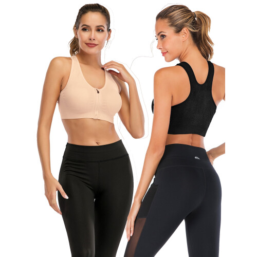 FANNYC1-3Pack Γυναικείο Αθλητικό Σουτιέν με Φερμουάρ και Ράγκερ, Χωρίς Ραφή, 1
