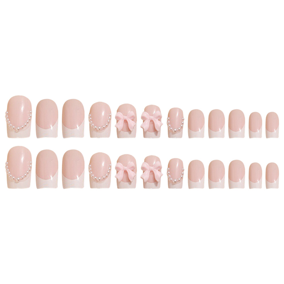 Zhouq-Outdoors Pink Square False Nails, White Tip, Salon Supply