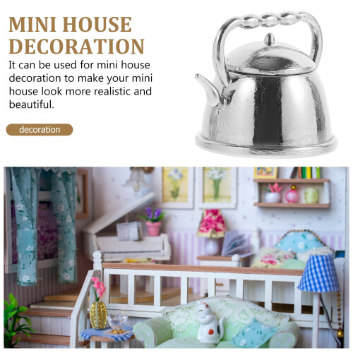 Mini Teapot Model Silver Office Tea Kettle 2.7x2.2 cm 2