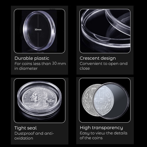 Clear Coin Capsules 30mm Storage Boxes 100 pcs 1