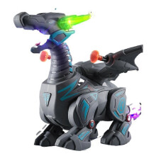 (grey) Mechanical spray electric dinosaur sound effect light toy animal dinosaur walking childrens dinosaur can launch