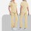 Nurse Scrubs Set Beige Solid Short Sleeve Top and 2