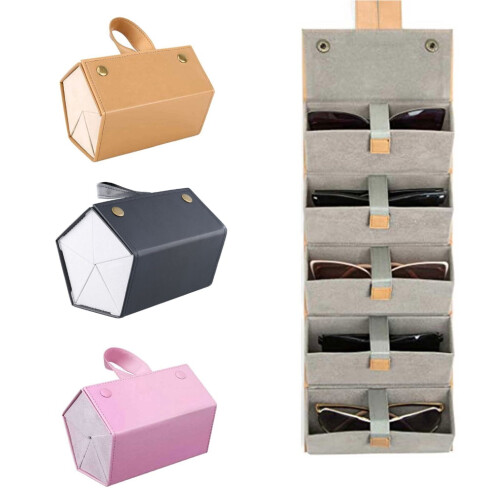 Portable Foldable Glasses Storage Box with 5 Slots 1