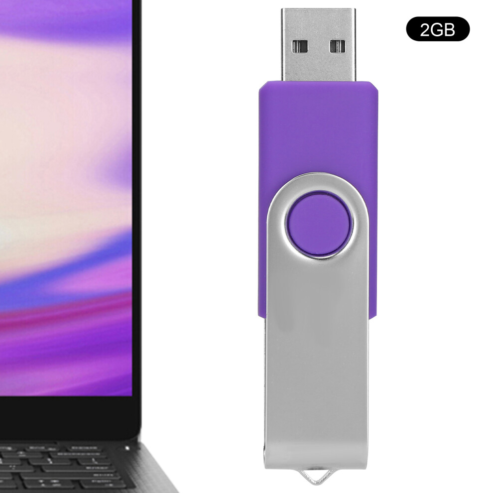 Rotatable Usb Flash Drive 2Gb Metal Abs Portable Memory Stick Purple 8151390770898