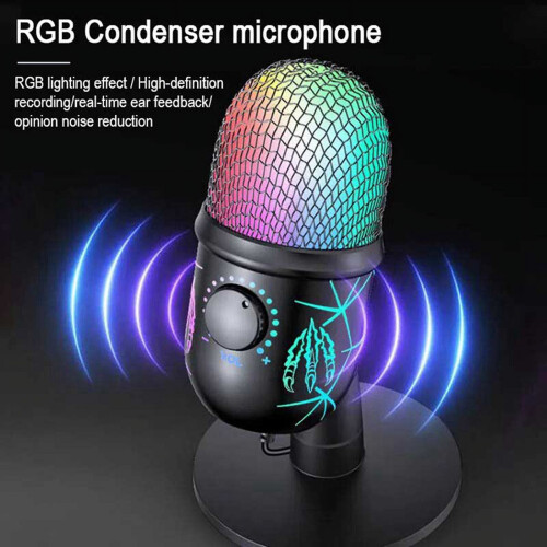 Microfon condensator USB RGB, metalic, multicolor 1