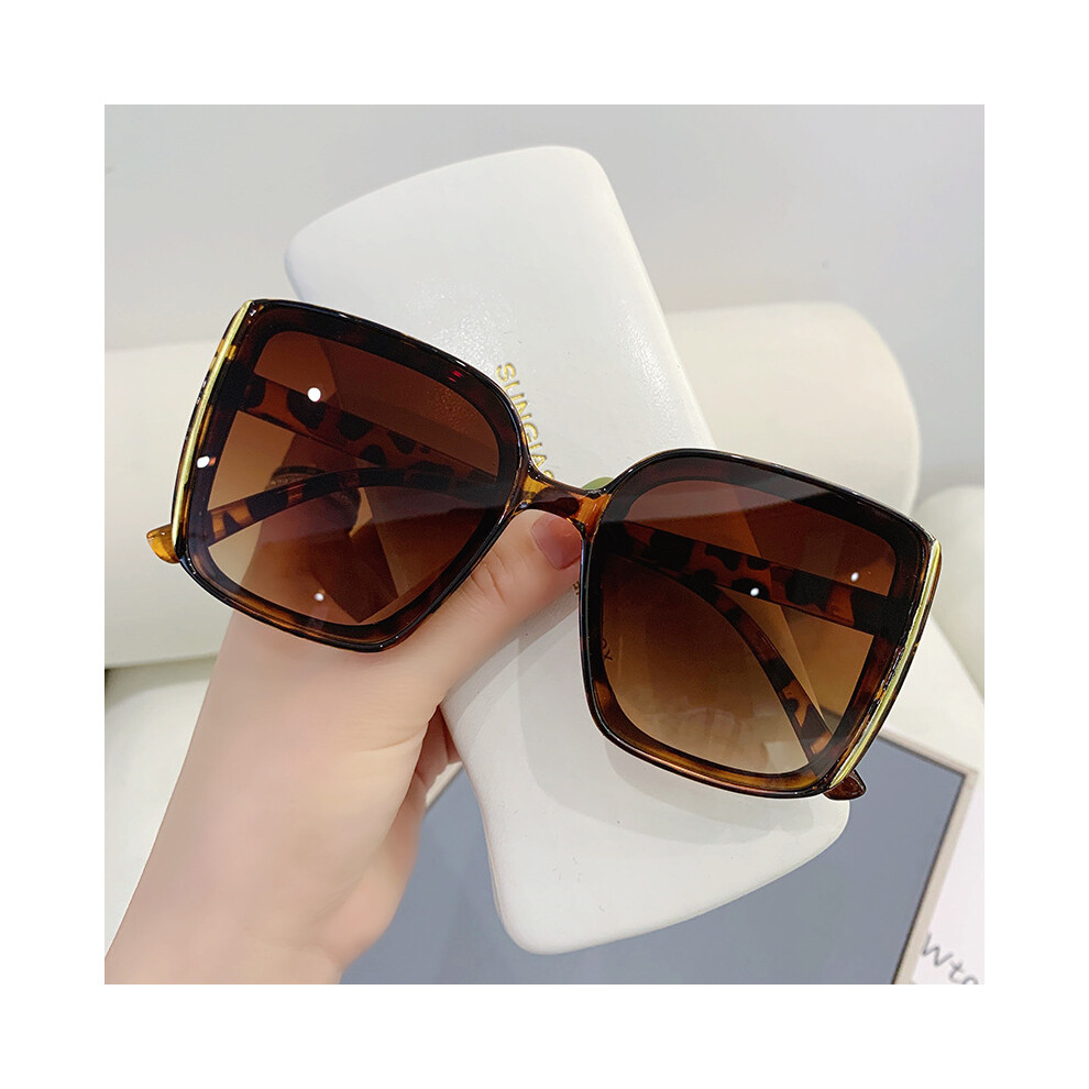Zhouq-Outdoors (Leopard Print Frame Gradient Tea) 2022 Fashion Square Sunglasses - Uv Protection Retro Style