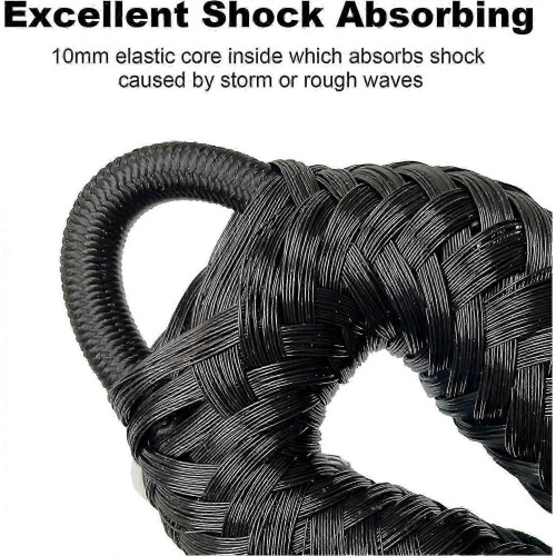 Bungee mooring rope for boat, 4 ft dock line with hook 2 pack black 2
