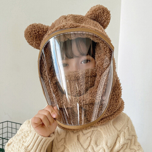 Kids Winter Hat with Face Cover & Earmuffs, Thick Pullover 2