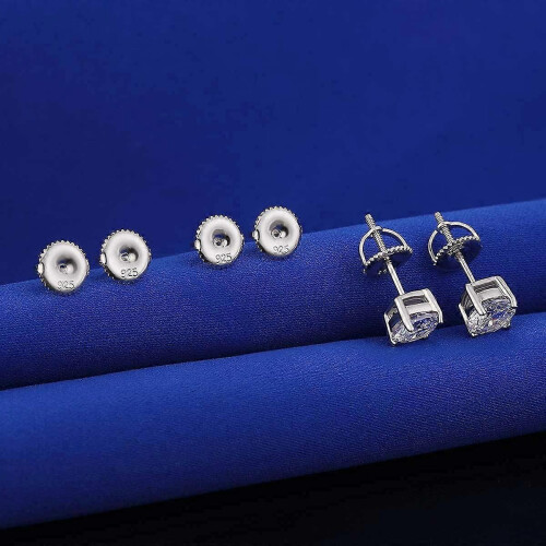 14K Gold Screw Earring Backs,925 Silver Threaded Backs compatible Diamond Studs,Hypoallergenic Fit 0032 Posts 1