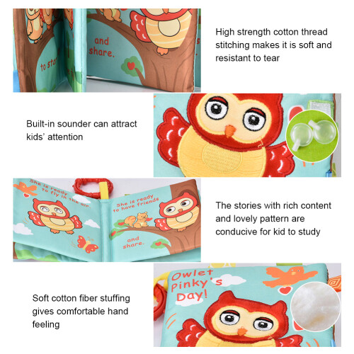 Soft Baby Rattle Book Owl Design