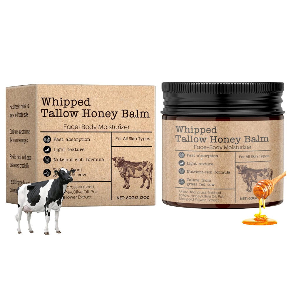 Tallow Balm with Frankincense and Castor Oil, 2.12oz Beef Tallow Moisturizer for Dry Sensitive Skin