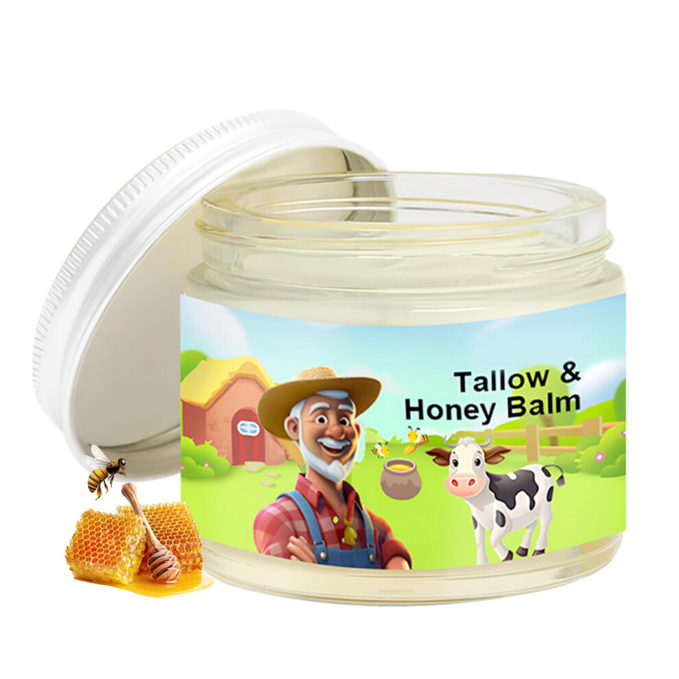 Grass Fed Beef Tallow Balm with Honey  Deep Hydration Lightweight Face and Body Moisturizer