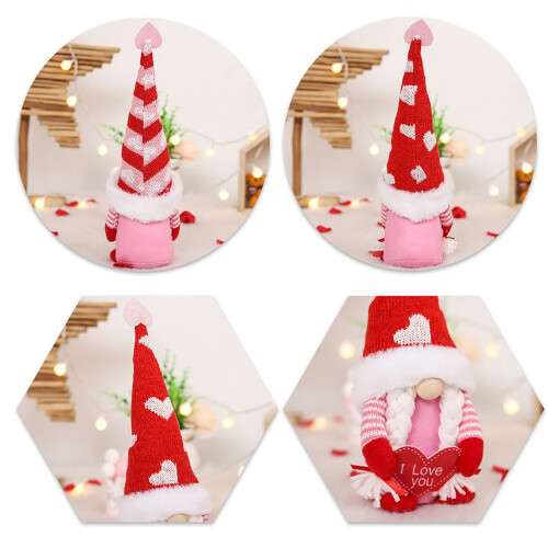 Valentine's Day Tomte Gnome Plush Ornament Handmade 1