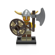 Small Figure Building Block Viking Warrior with Weapon Character Toy for Children