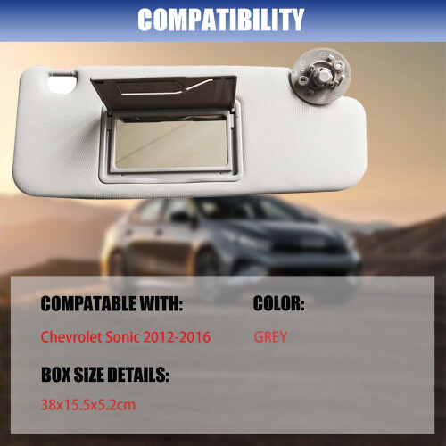 Quebra-sol compatível com Chevrolet Sonic 2012, 2013, 2014, 2015 e 2016, com lentes inclusas (esquerdo e direito), código OEM: P95327509 - cinza - 1