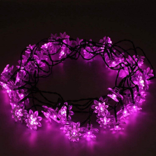 Morttic Solar Lotus String Lights 23ft 50LED Pink 1