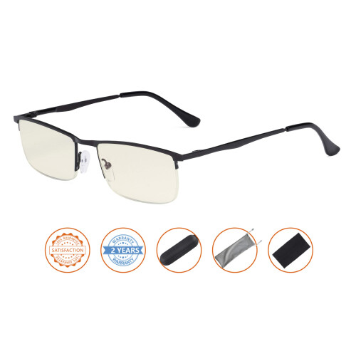Blue Light Blocking Reading Glasses +2.75 UV Protection Half Rim Black Frame for Computer Use 1