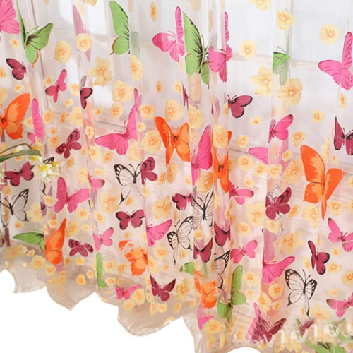 Butterfly Sheer Voile Curtain Panel 200x100cm 2