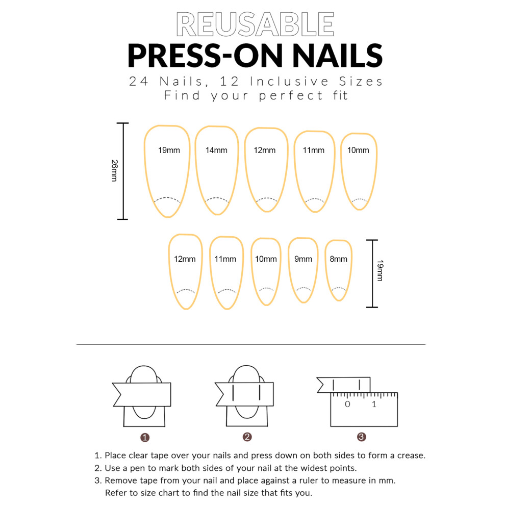Reach-Tools 24Pcs Starfish Print Fake Nails For Women