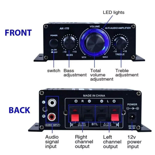 Μίνι ενισχυτής ισχύος 20W+20W RMS για βελτιωμένη ποιότητα ήχου για οικιακό 2