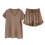 Women's Khaki Lounge Set Solid Color Short Sleeve 2