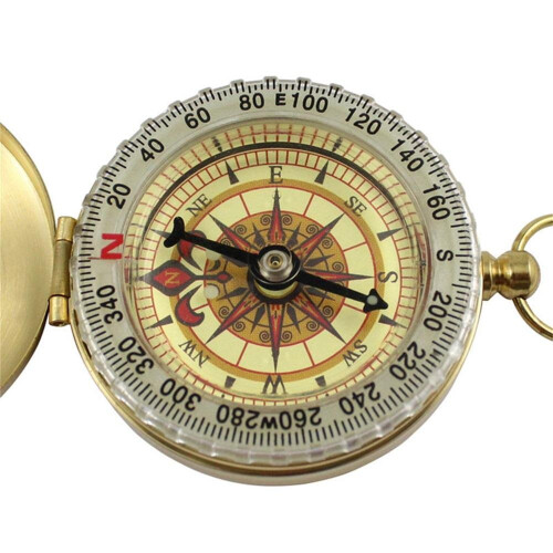 Glow Gold Plated Multifunctional Compass Keychain Pocket Watch Guide North Needle 1