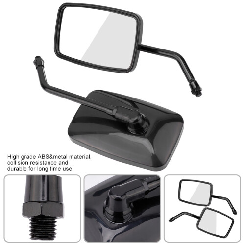 2Pcs Black Motorcycle Side Mirrors, Adjustable, Wide View
