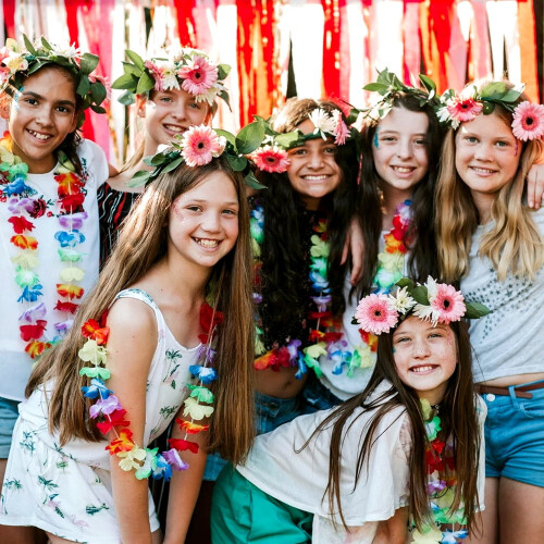 50 τεμάχια Χαβανέζικα τροπικά γιρλάντες λουλουδιών Leis, φανταχτερά κολιέ, κολιέ 2