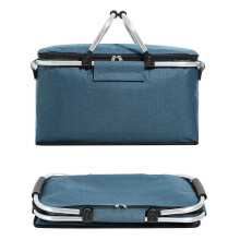 Panier de pique-nique isotherme 30L - Sac isotherme pliable avec cadre en aluminium pour les repas en plein air (bleu marine)