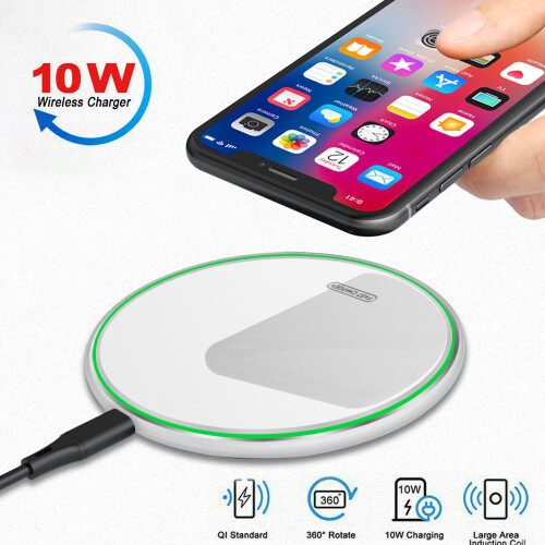 Ασύρματος φορτιστής, Πιστοποιημένος Qi, 10W Max Fast Wireless Charging Pad Συμβατό με όλα τα