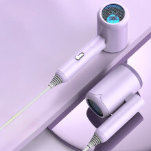 Draagbare opvouwbare föhn, instelbare spanning, sneldrogen met negatieve ionen – Compatibel met VS/VK/EU | 1 stuk | Wit/Groen/Paars