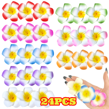24 hawaiianische Haarspangen mit Blütenmotiven, Haarspangen mit Frangipani-Schaumstoffblüten, Haarschmuck für Braut, Hochzeit, Luau, Strandparty,