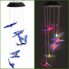Carillon solaire LED à LED, couleur changeante, étanche, pour la décoration de la maison, des fêtes et du jardin - Papillon