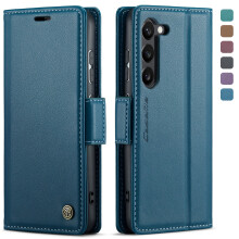 Samsung Galaxy S24 Brieftaschenhülle – RFID-blockierendes Folio aus PU-Leder mit Magnetverschluss, Blau